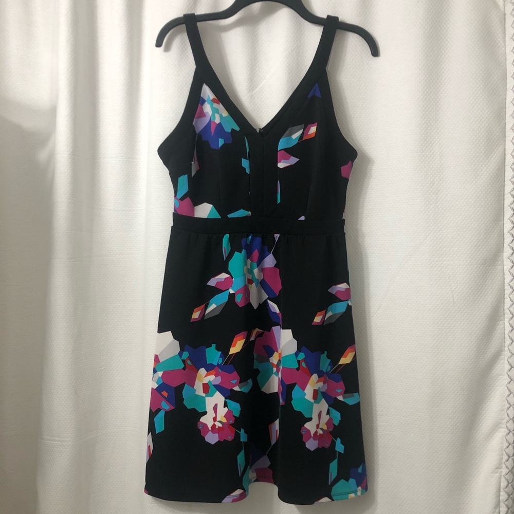 Black Geometric Floral MINI Dress